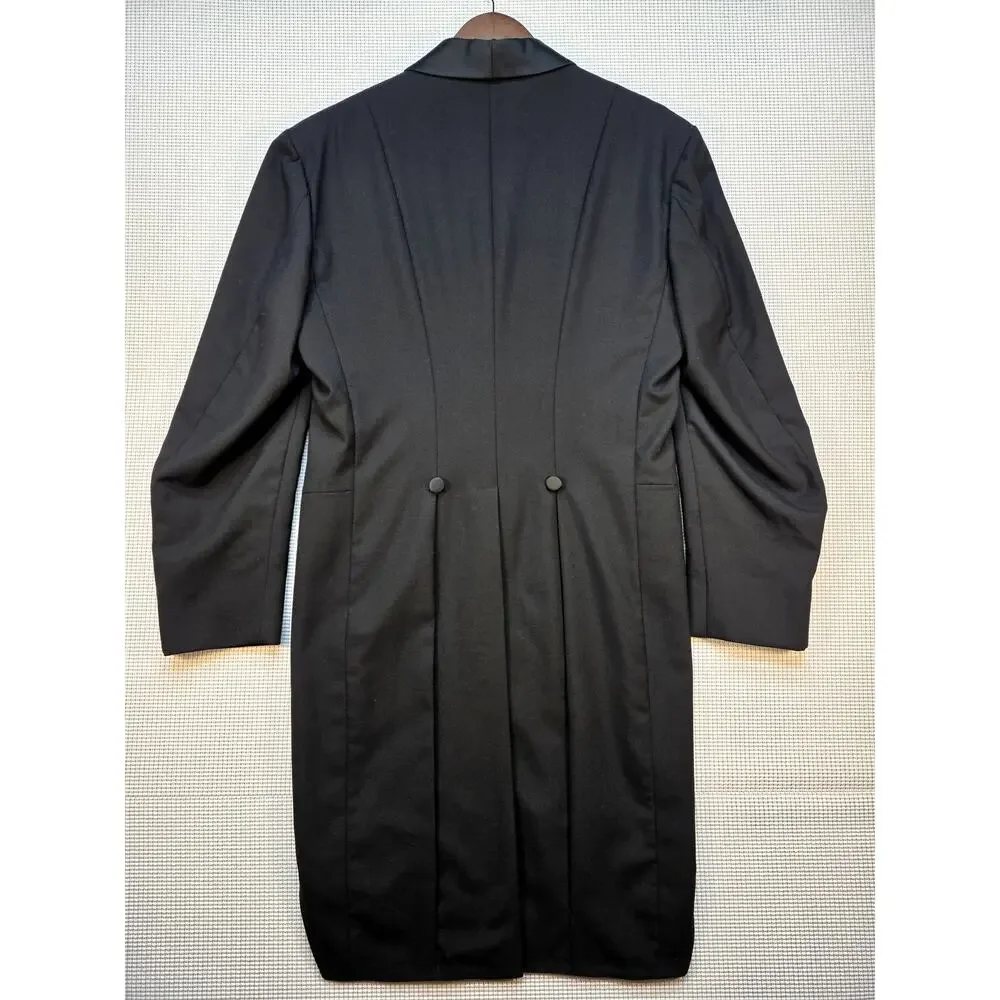 VTG 80s Lord West Black Tuxedo Tailcoat 41L Wool Shawl Lapel Formal Dress Jacket
